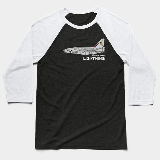 English Electric Lightning (111 Sqd RAF) Baseball T-Shirt by BearCaveDesigns